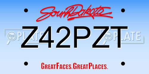 Z42PZT South Dakota License Plate