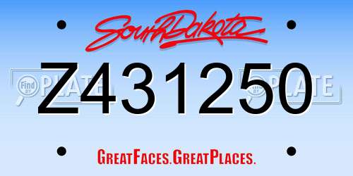 Z431250 South Dakota License Plate