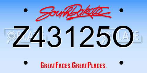Z43125O South Dakota License Plate