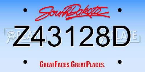 Z43128D South Dakota License Plate