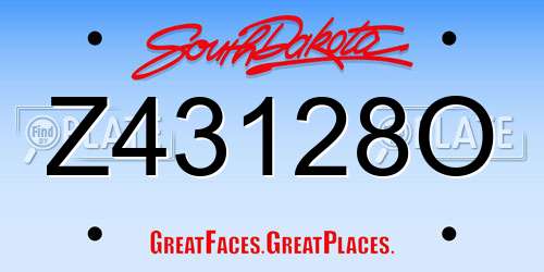 Z43128O South Dakota License Plate