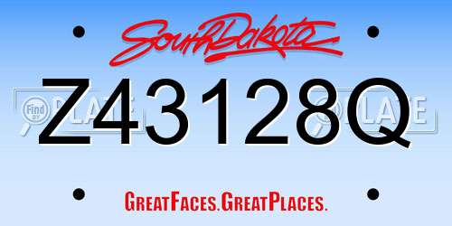 Z43128Q South Dakota License Plate