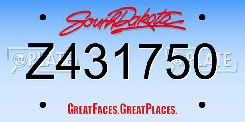 Z431750 South Dakota License Plate