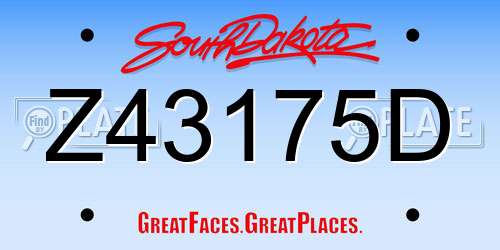 Z43175D South Dakota License Plate