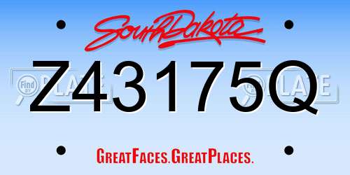 Z43175Q South Dakota License Plate