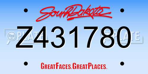 Z431780 South Dakota License Plate
