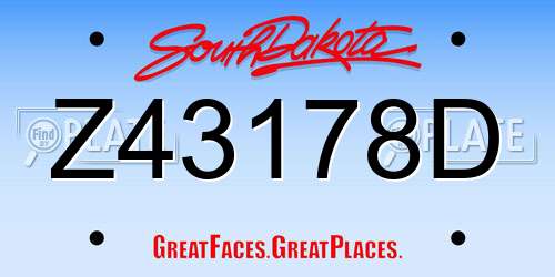 Z43178D South Dakota License Plate