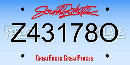 Z43178O South Dakota License Plate