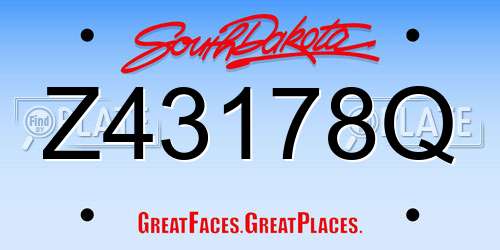 Z43178Q South Dakota License Plate