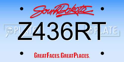 Z436RT South Dakota License Plate