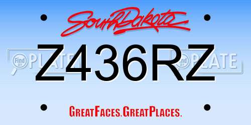Z436RZ South Dakota License Plate