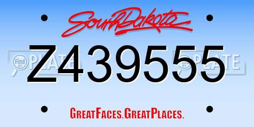 Z439555 South Dakota License Plate