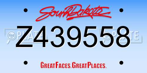 Z439558 South Dakota License Plate