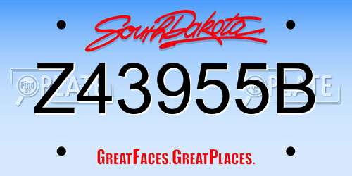 Z43955B South Dakota License Plate