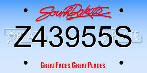 Z43955S South Dakota License Plate