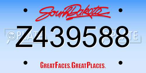 Z439588 South Dakota License Plate