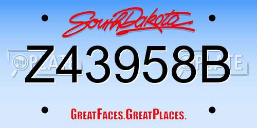 Z43958B South Dakota License Plate