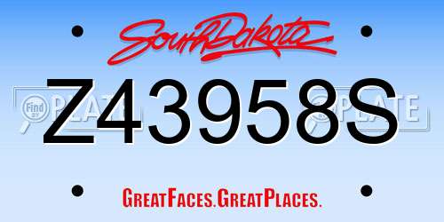 Z43958S South Dakota License Plate