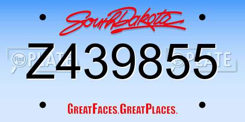 Z439855 South Dakota License Plate