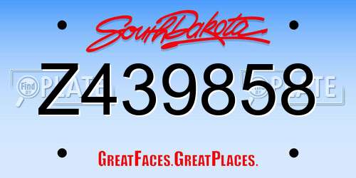 Z439858 South Dakota License Plate