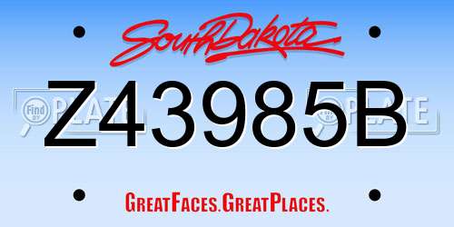 Z43985B South Dakota License Plate