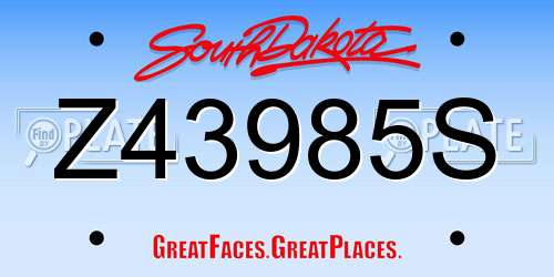 Z43985S South Dakota License Plate