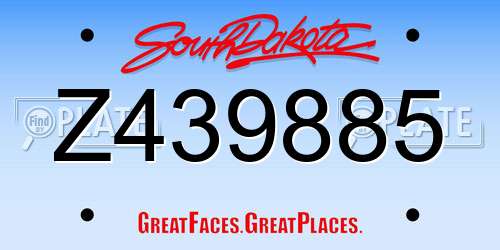 Z439885 South Dakota License Plate