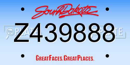 Z439888 South Dakota License Plate