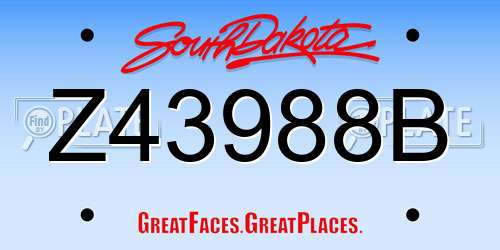 Z43988B South Dakota License Plate