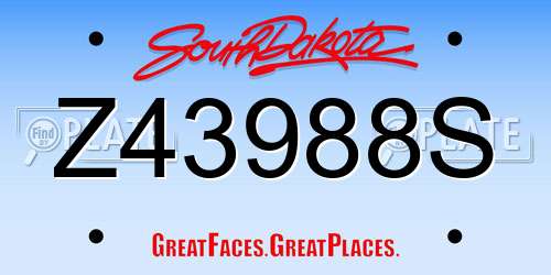 Z43988S South Dakota License Plate