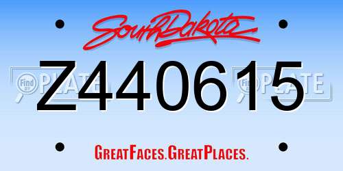 Z440615 South Dakota License Plate