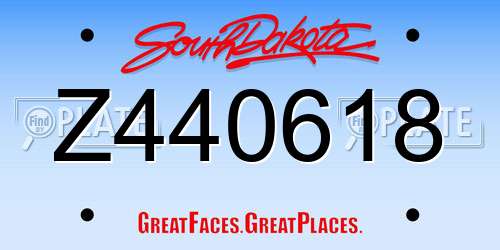 Z440618 South Dakota License Plate