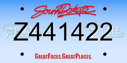 Z441422 South Dakota License Plate