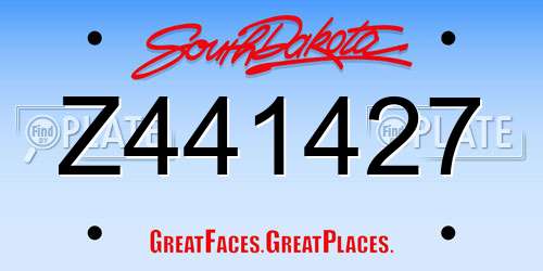Z441427 South Dakota License Plate