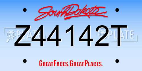 Z44142T South Dakota License Plate