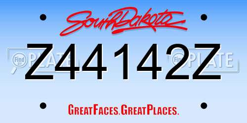 Z44142Z South Dakota License Plate