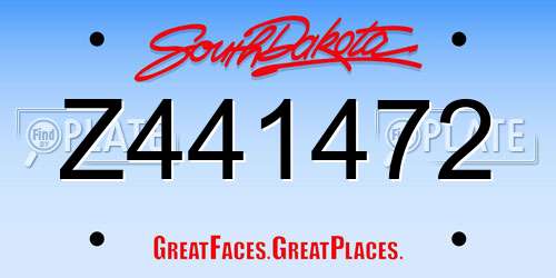 Z441472 South Dakota License Plate