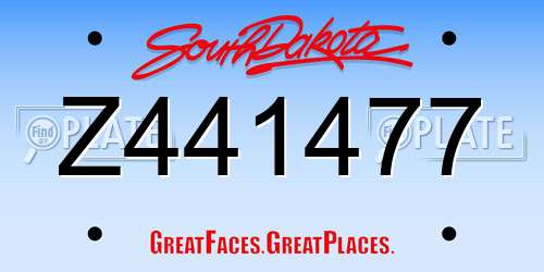Z441477 South Dakota License Plate