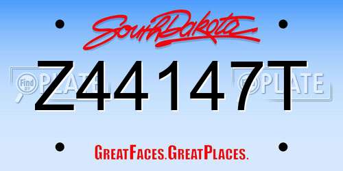 Z44147T South Dakota License Plate