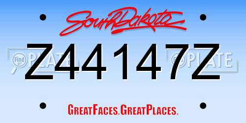 Z44147Z South Dakota License Plate