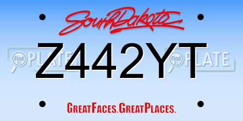 Z442YT South Dakota License Plate