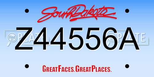 Z44556A South Dakota License Plate