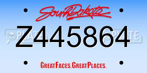 Z445864 South Dakota License Plate