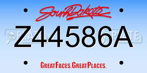 Z44586A South Dakota License Plate