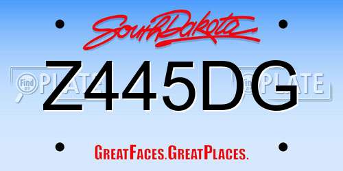 Z445DG South Dakota License Plate
