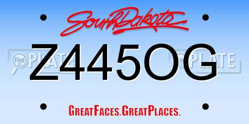Z445OG South Dakota License Plate