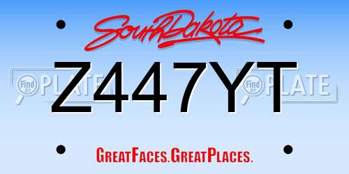 Z447YT South Dakota License Plate