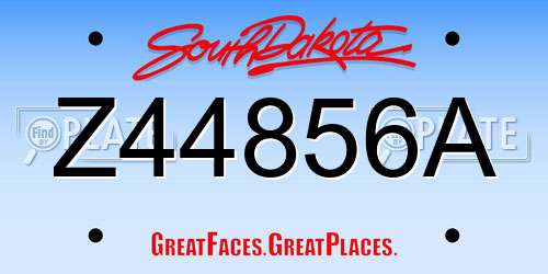 Z44856A South Dakota License Plate