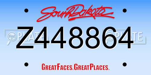 Z448864 South Dakota License Plate