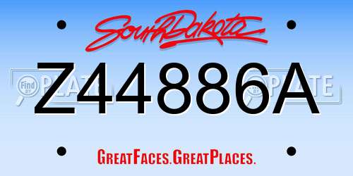 Z44886A South Dakota License Plate